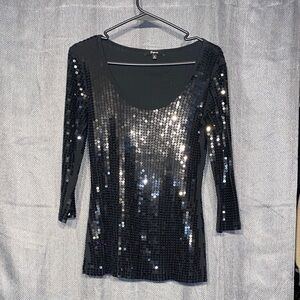 Express Black Sequin Top